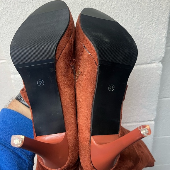 Women High Heel Boots Winter Fashion Buckle Strap Zipper Knee High Boots Size 41 - Picture 5 of 5